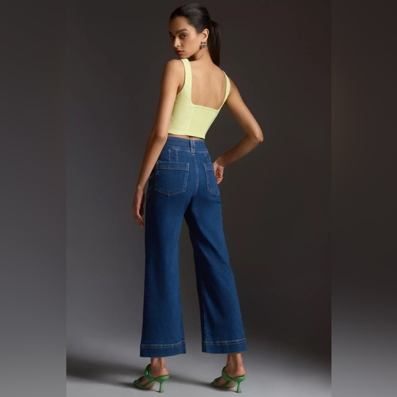 Pilcro The Skipper Cropped Wide Leg Jeans Women Size 28 High Rise - Picture 5 of 8